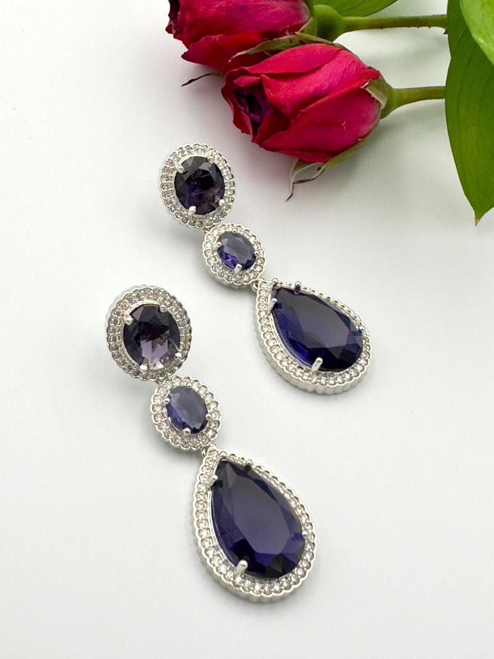Elegant Amethyst Drop Earrings with Sterling Silver Setting - Luxurious Jewelry Gift for Her