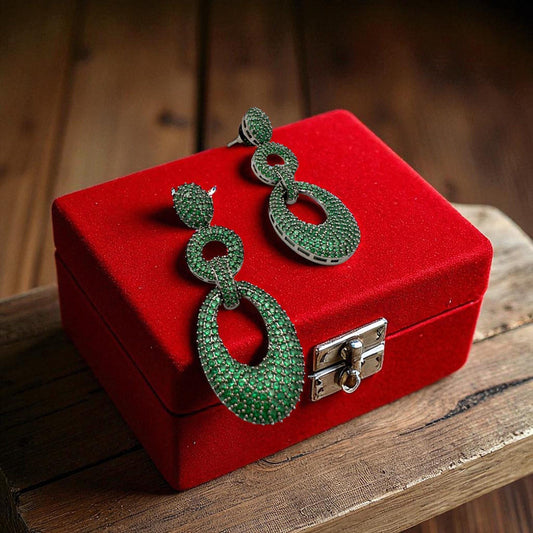 Bollywood Indian Micro Ad Emerlad green designer statement Earrings