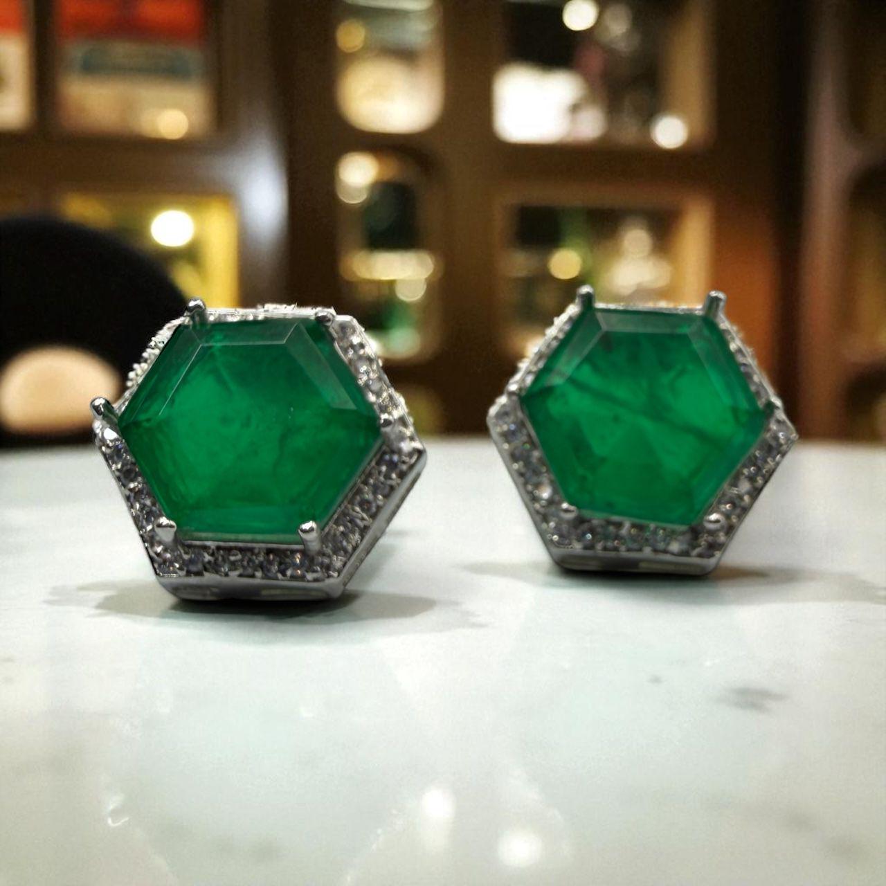 Designer Ad Stones with Emerald Green Studs Bangle Bracelet - Silver Plated with Clear Crystals