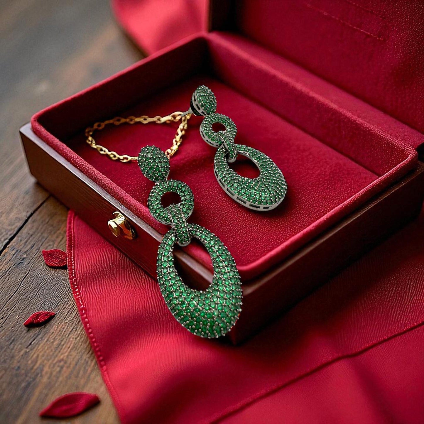 Bollywood Indian Micro Ad Emerlad green designer statement Earrings