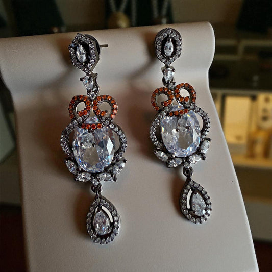 Bollywood cz stone Designer Dangle Jewelry for Women, Elegant Statement Earrings