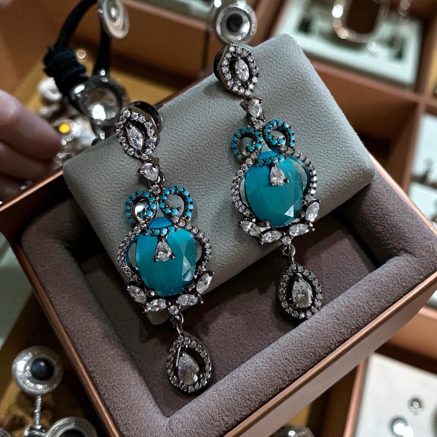 Bollywood cz stone Designer Dangle Jewelry for Women, Elegant Statement Earrings