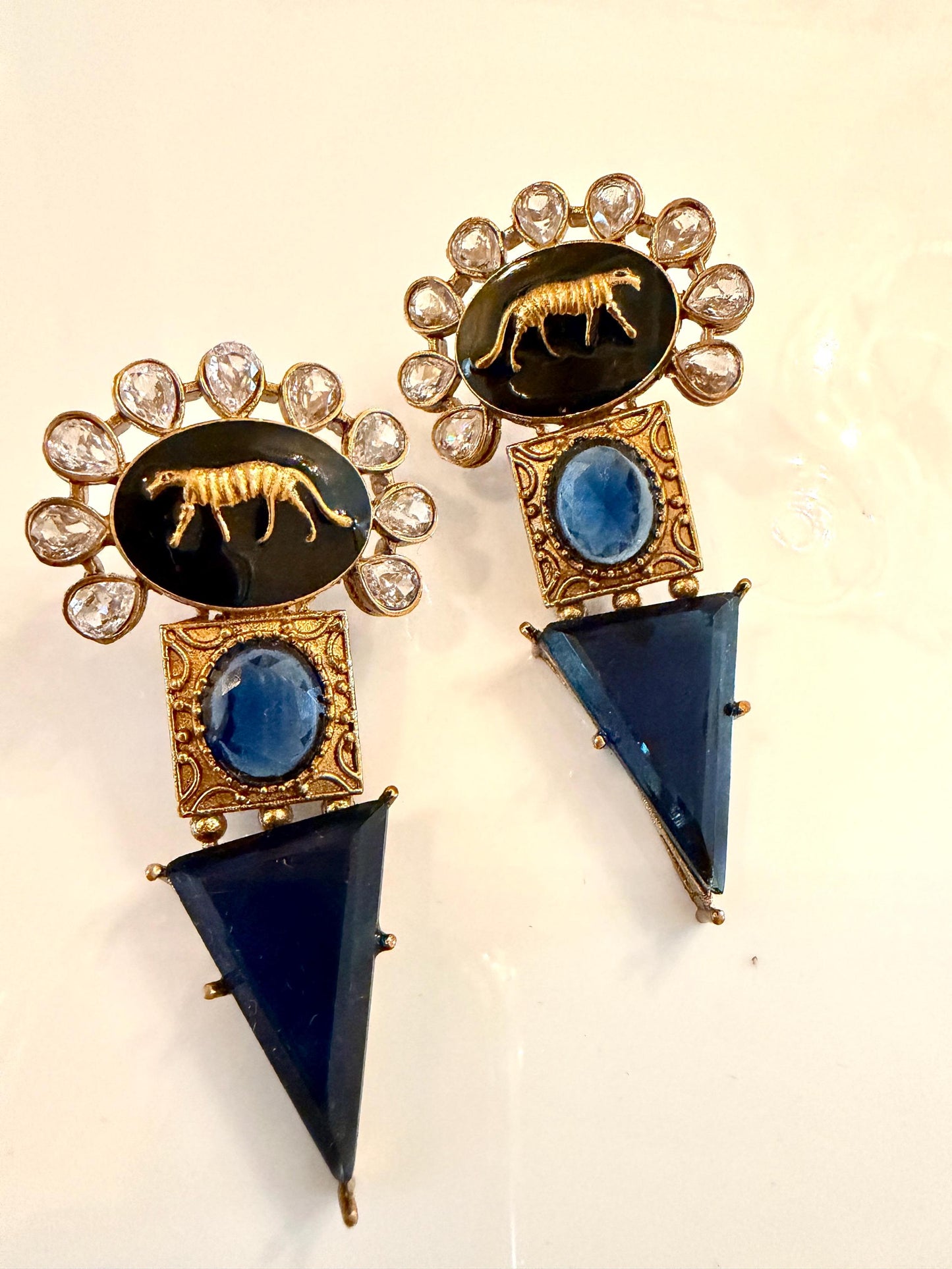 Handcrafted Polki Jewelry with Aquamarine and Kundan Stones