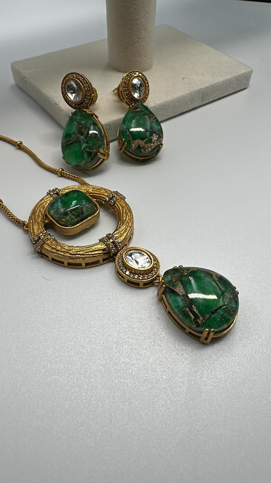 Luxury Multi Color Necklace Set | Gold-Plated Statement Jewelry with Earrings | Handmade Designer Stone Jewelry | Bridal & Party Necklace