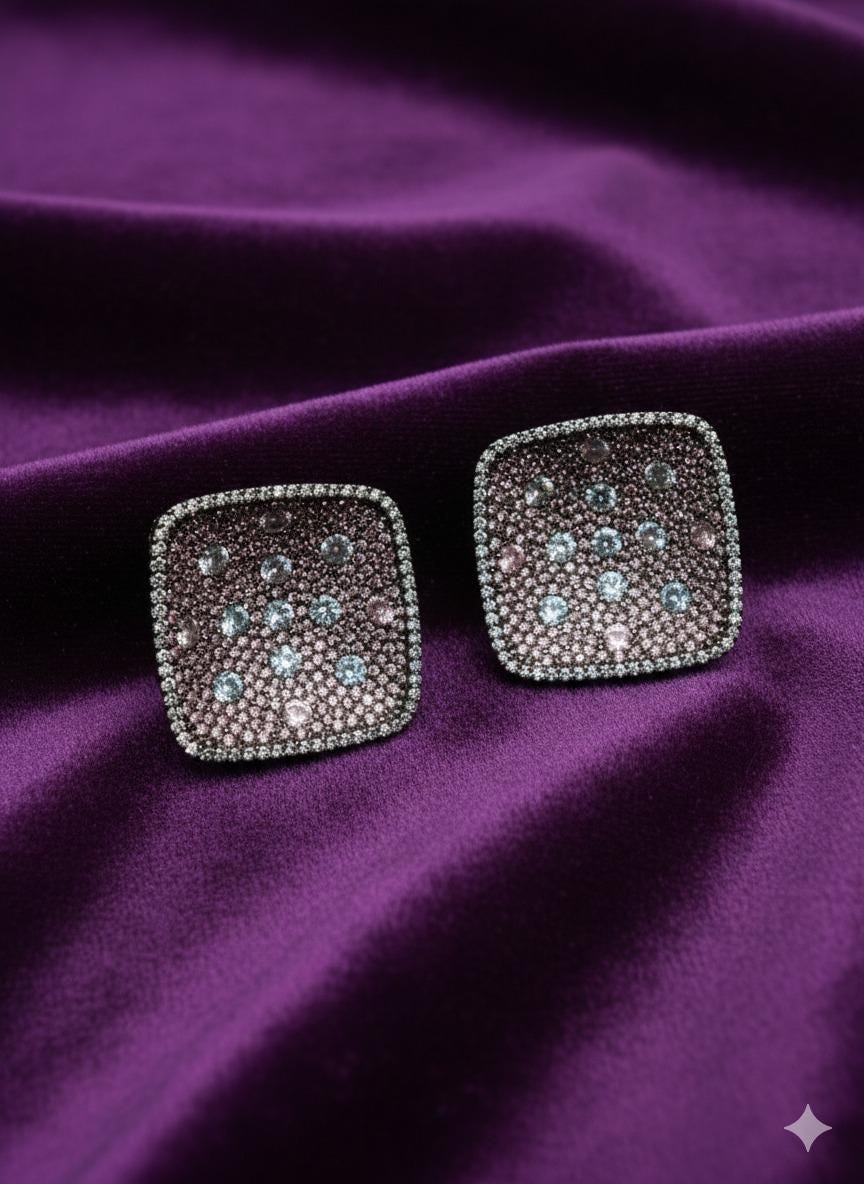 Sparkling Square Earrings | Diamond Studded Luxury