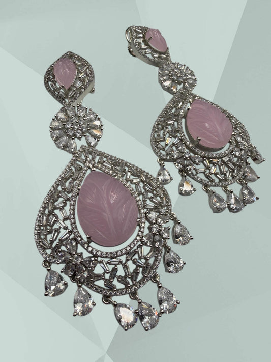 Statement Designer Earrings with ad stone / cubic zarconia rhodium plated,Victorian, women’s gift