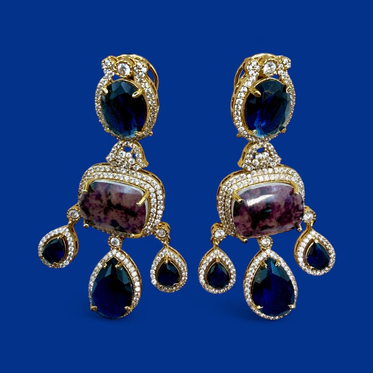 Ruby Statement Earrings | Gold Plated CZ Dangler Jewelry | Bridal & Partywear Drop Earrings | Luxury Designer Wedding Jewelry