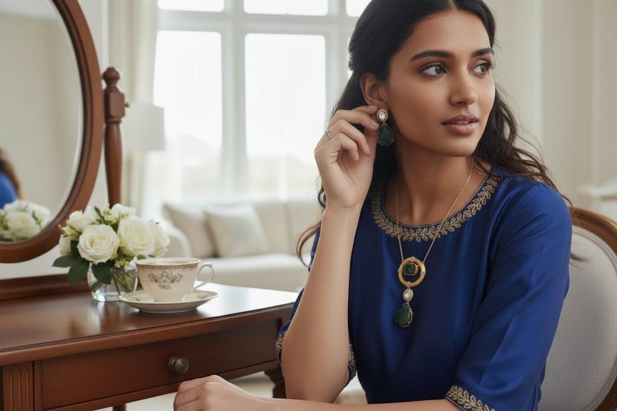 Luxury Multi Color Necklace Set | Gold-Plated Statement Jewelry with Earrings | Handmade Designer Stone Jewelry | Bridal & Party Necklace