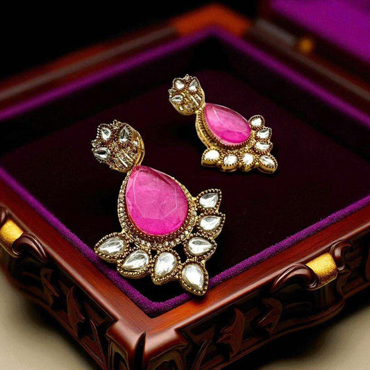 Hot Pink Choker Necklace with Micro Gold Plated - Traditional Indian Jewelry