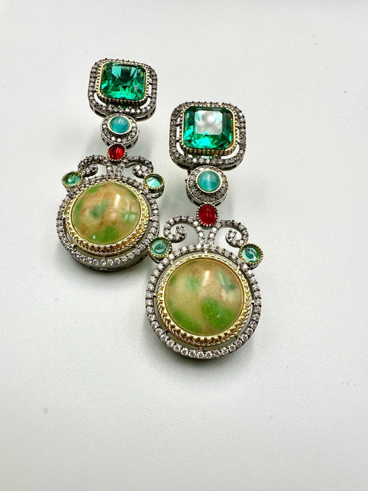 Indian Designer Earrings , gold finish,Victorian,Ad stones