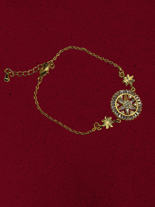 Gold Plated Crystal Charm Bracelet | Dainty Adjustable Women’s Jewelry | Handmade Everyday Gift Bracelet