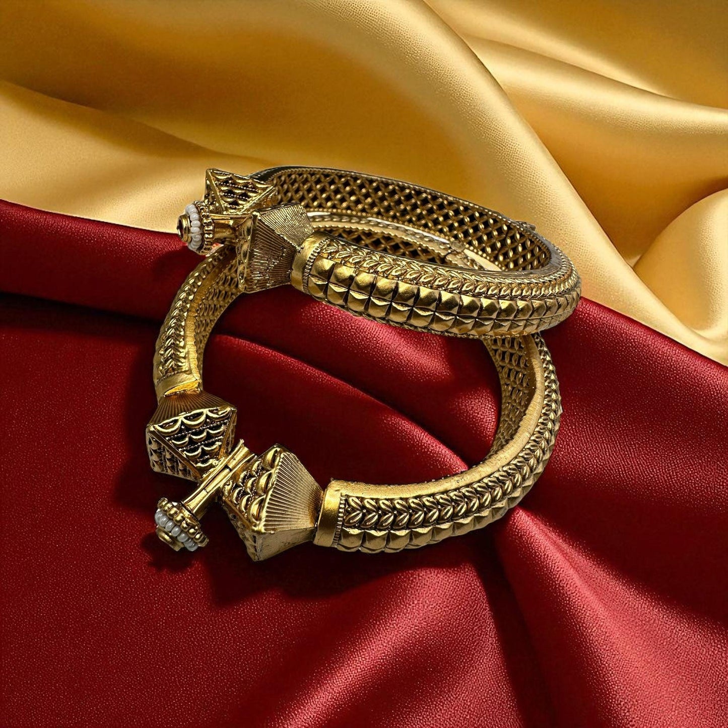 Chunky Kada Set Rajwari Gold Plated Size 2.6/2.8 Openable