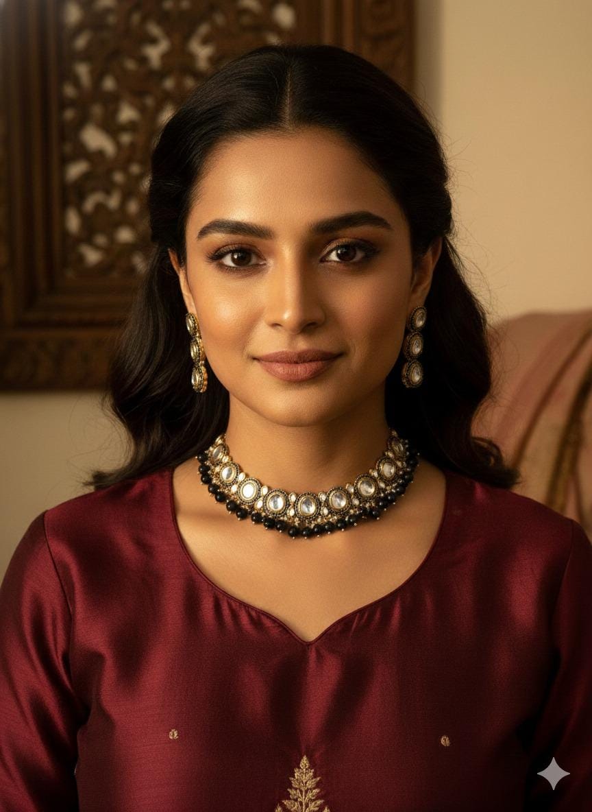 Black Kundan Bead Necklace Set | Bridal Ethnic Jewelry | Polki Mirror Choker with Earrings | Handmade Indian Gift for Her