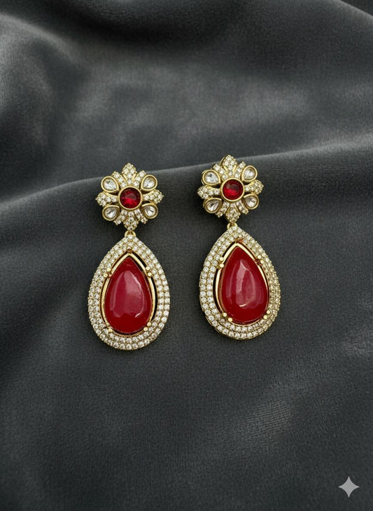 Teardrop Earrings • Kundan Pearl Dangle Earrings • Bridal Statement Jewelry • 7 Color Options