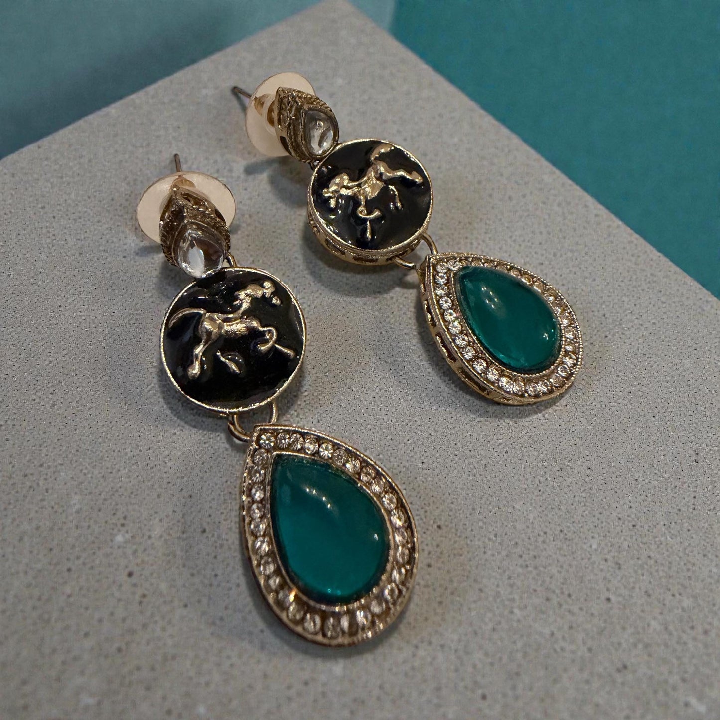 Sabyasachi inspired Earrings - Handcrafted Polki Jewelry Kundan Stones
