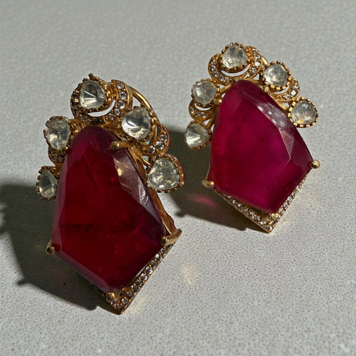 Blush Statement Earrings | Gold Tone Designer Drop Earrings | Vintage Inspired Party & Wedding Jewelry
