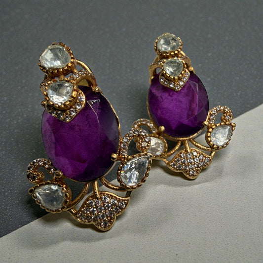 Blush Statement Earrings | Gold Tone Designer Drop Earrings | Vintage Inspired Party & Wedding Jewelry