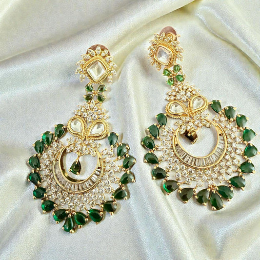 Gold Tone Chandbali Statement Earrings | Indian Wedding Jewelry