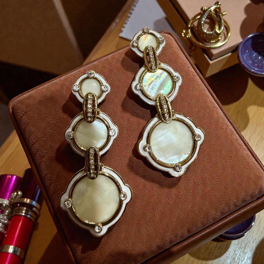 Mother of pearls Earrings with Gold Tone Setting - Indian Traditional Jewelry