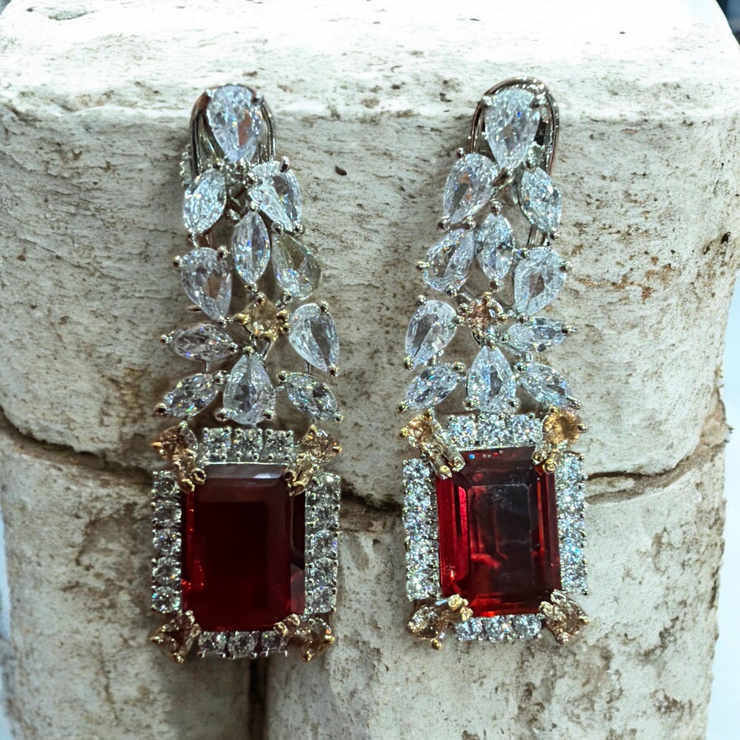Emerald Cut Crystal Drop Earrings | Bridal Statement Jewelry