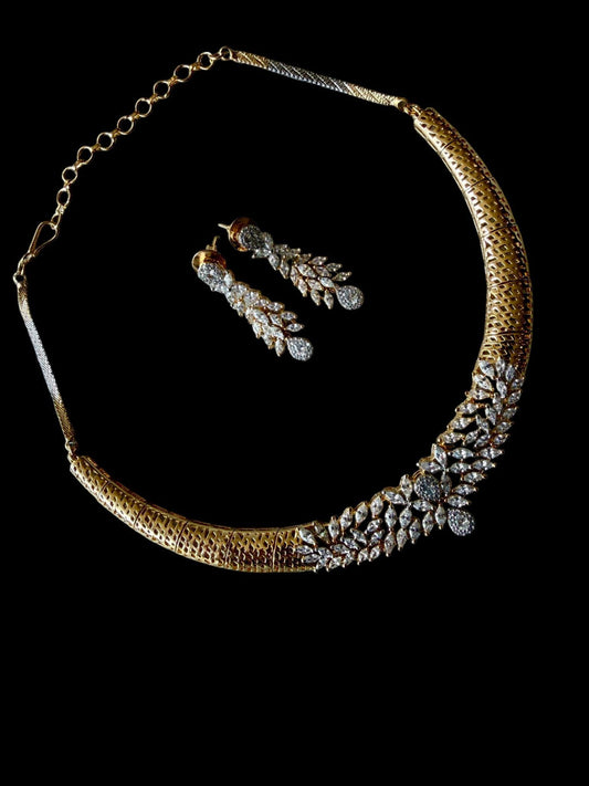 Gold Plated ad Necklace and Earrings Set, Elegant Bridal/ party Statement Jewelry