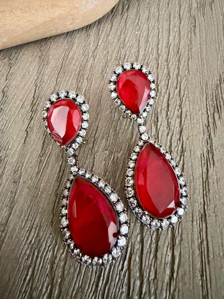Teardrop Statement Earrings, Vintage Bridal Dangle, Pear Shaped Gemstone Jewelry