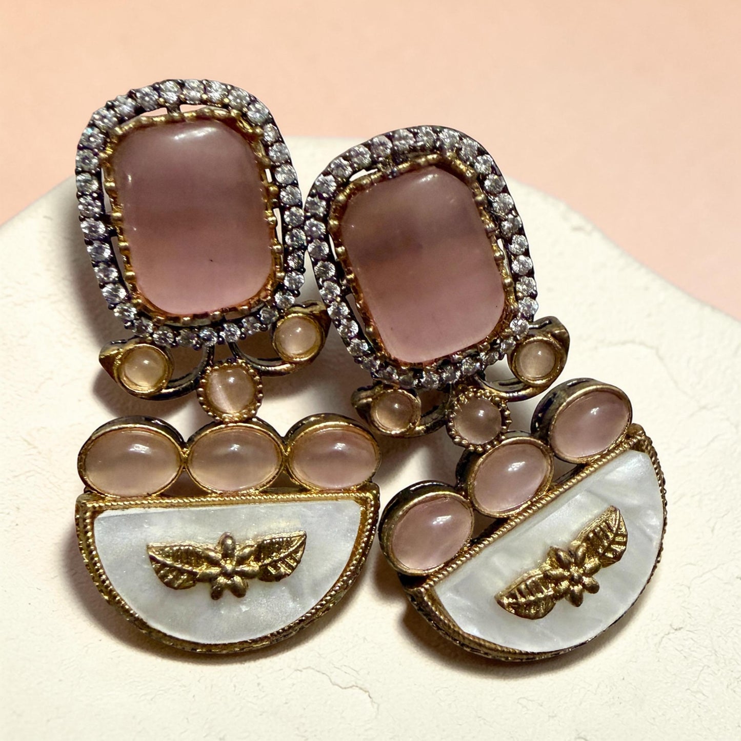 Bollywood Glam: Luxury Earrings Cz stones with lion head antique finish