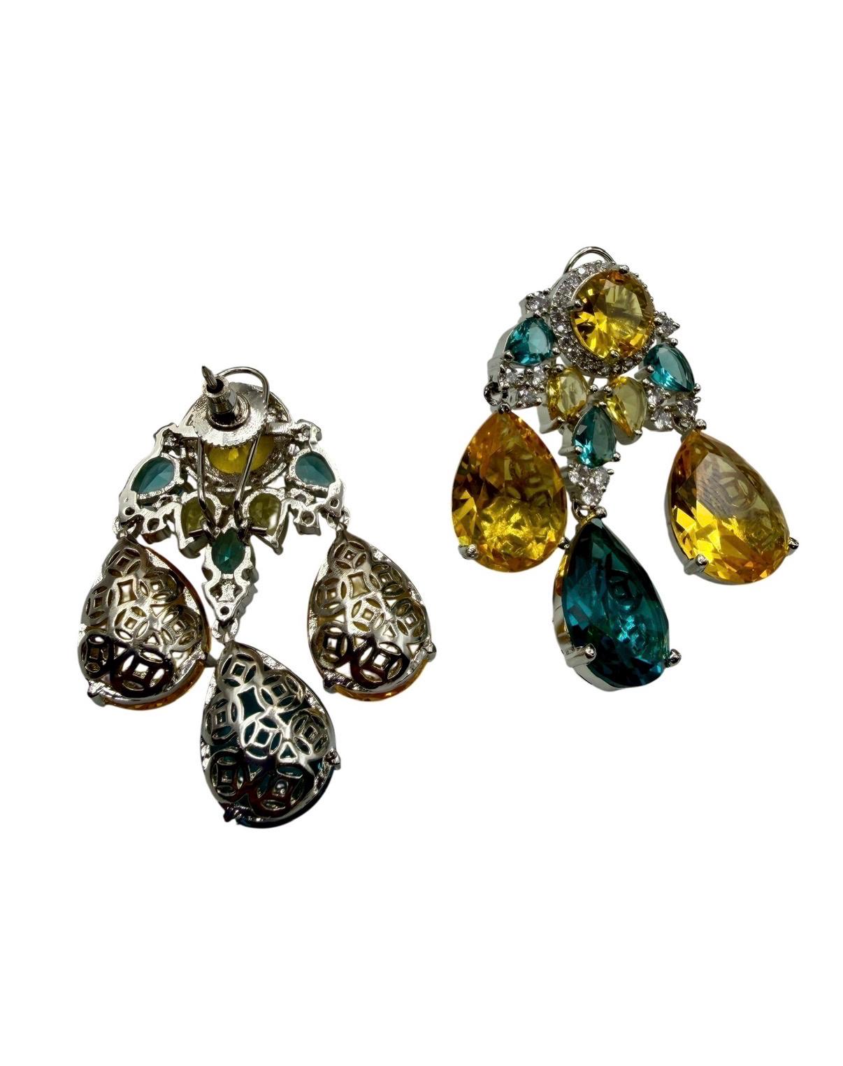 Sparkling Teardrop Crystal Earrings | Luxury Statement Drop Earrings | 6 Color Options | Bridal & Party Jewelry