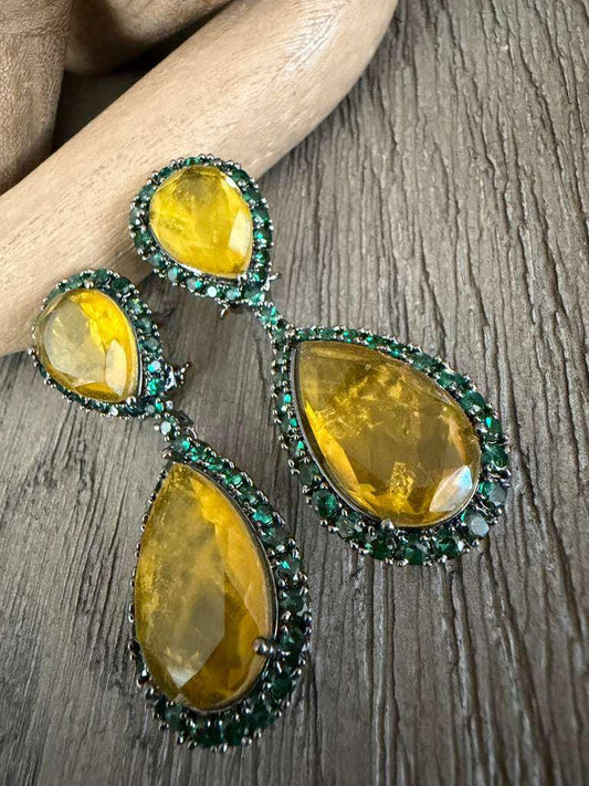 Teardrop Statement Earrings, Vintage Bridal Dangle, Pear Shaped Gemstone Jewelry