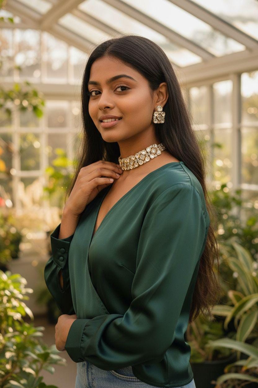 Kundan Crystal Choker Necklace and Earrings Set – Gold Bridal Statement Jewelry