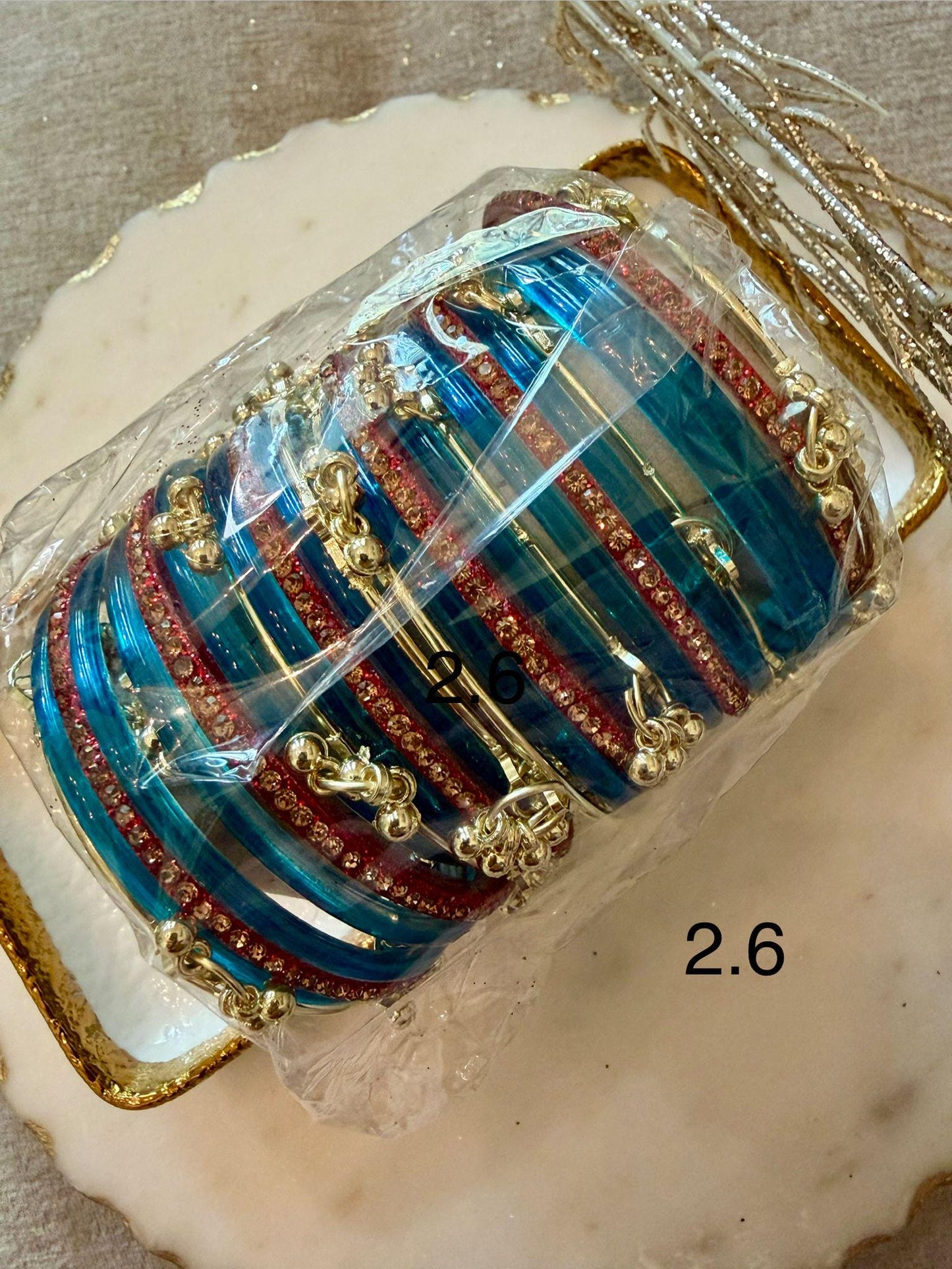 Royal Blue Bridal Bangle Set GOld Tone Crystal Chura Stack Indian Wedding Bangles