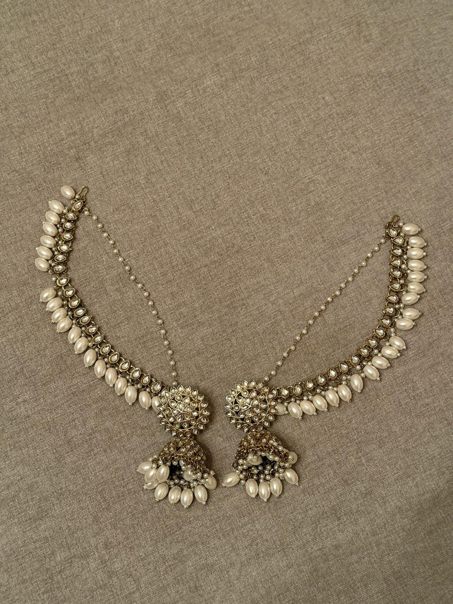 Kundan Pearl Jhumka Necklace Set Indian Bridal Jewelry