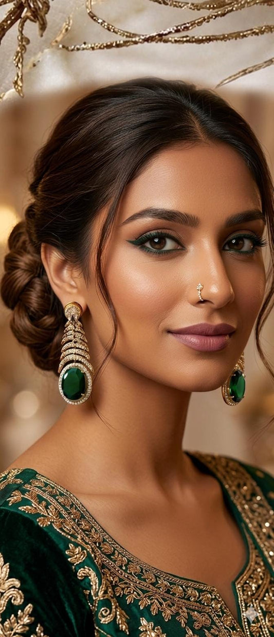 Gold Tone Teardrop Statement Earrings: Crystal Bridal Drop (3 Colors)