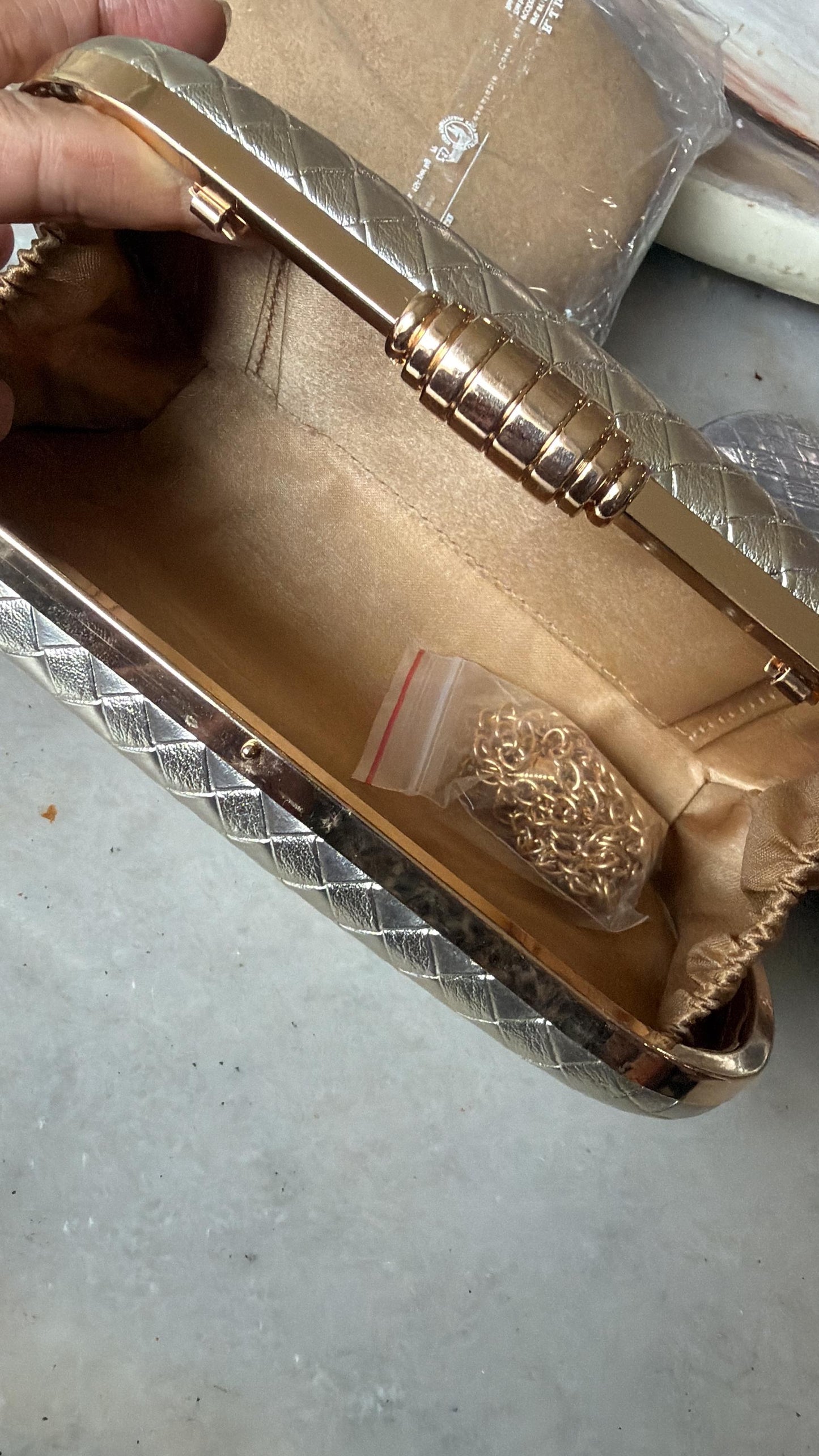 Luxury Woven Metallic Clutch – Gold & Silver Evening Bag, Elegant Bridal/Party Purse
