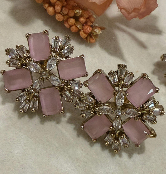 Blossom Spark Stud Earrings Floral Statement Studs Elegant Designer Earrings