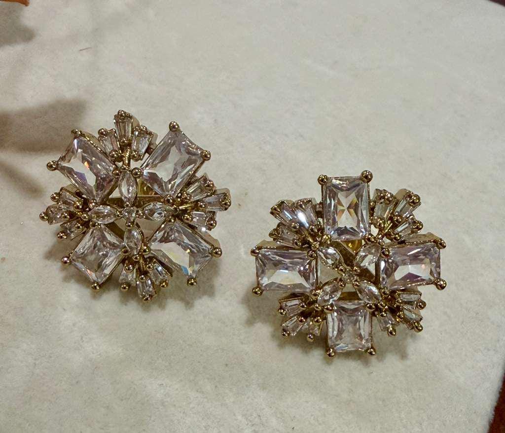 Blossom Spark Stud Earrings Floral Statement Studs Elegant Designer Earrings