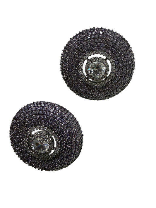 Lavender Crystal Dome Stud Earrings Luxury Pave Statement Earrings