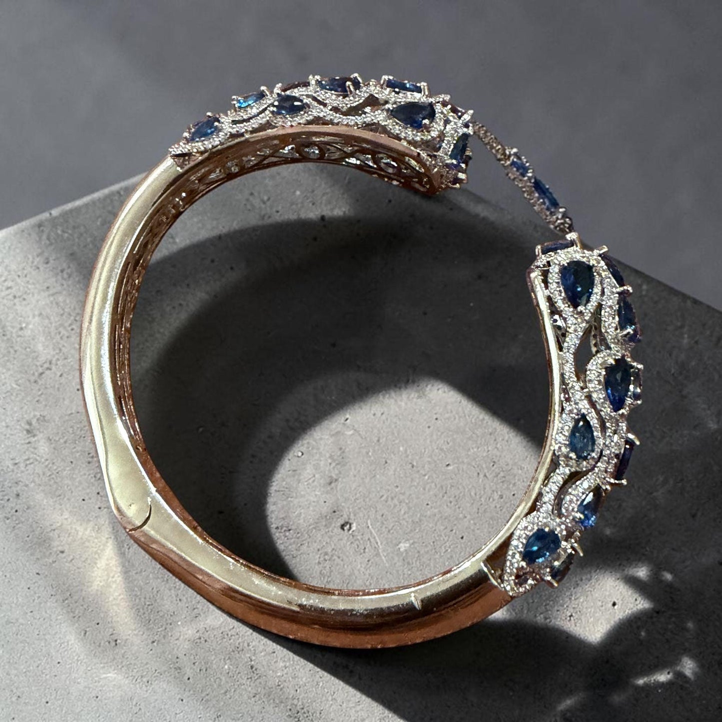 Midnight Royale Open Cuff Bracelet Blue Statement Bangle Luxury Evening Bracelet