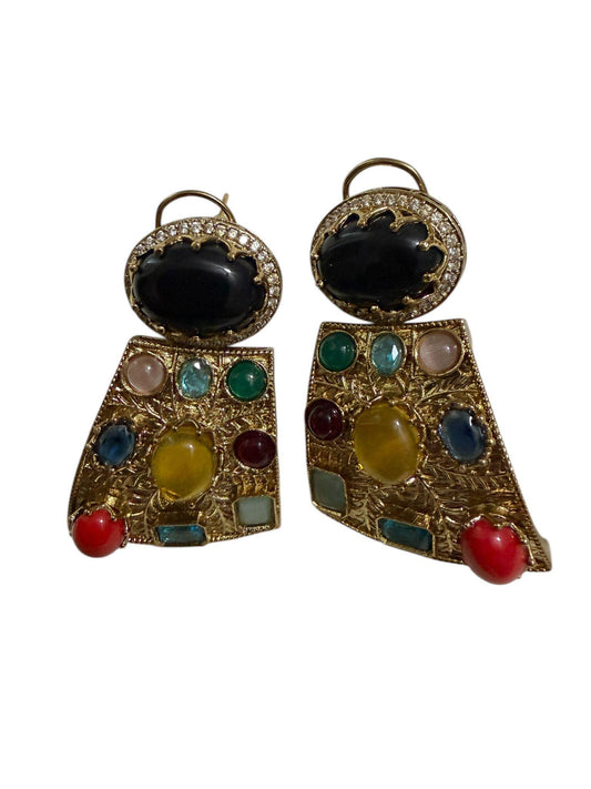 Bohemian Mosaic Jewelry Set Colorful Statement Necklace and Earrings Set