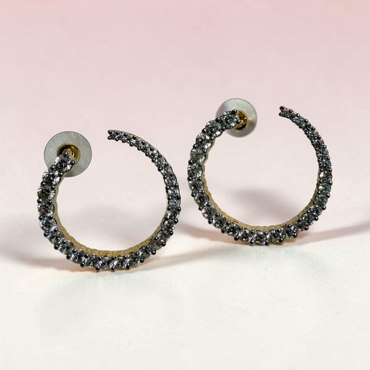 Minimal Pavé Hoop Earrings Elegant Open Circle Earrings Everyday Luxury Jewelry