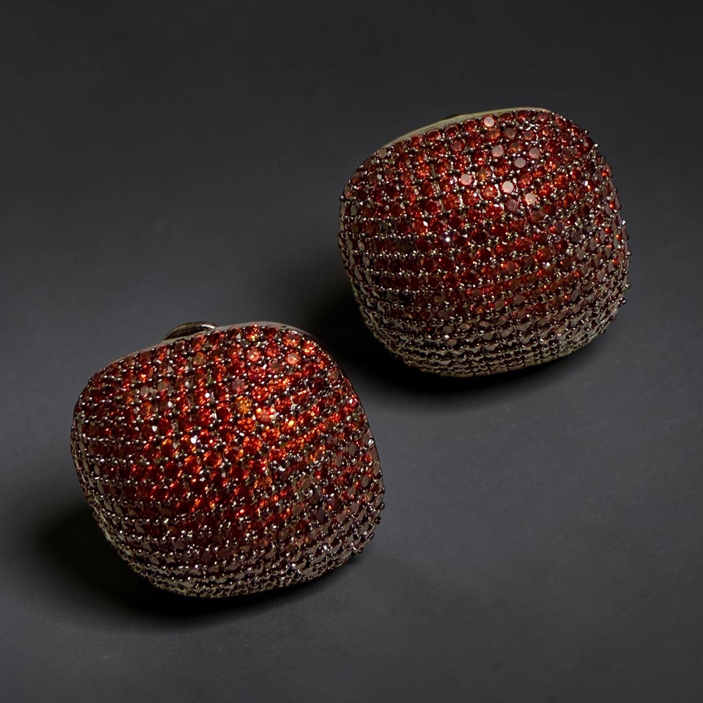 Rust Crystal Statement Stud Earrings Luxury Pave Dome Earrings Sparkly Party Jewelry