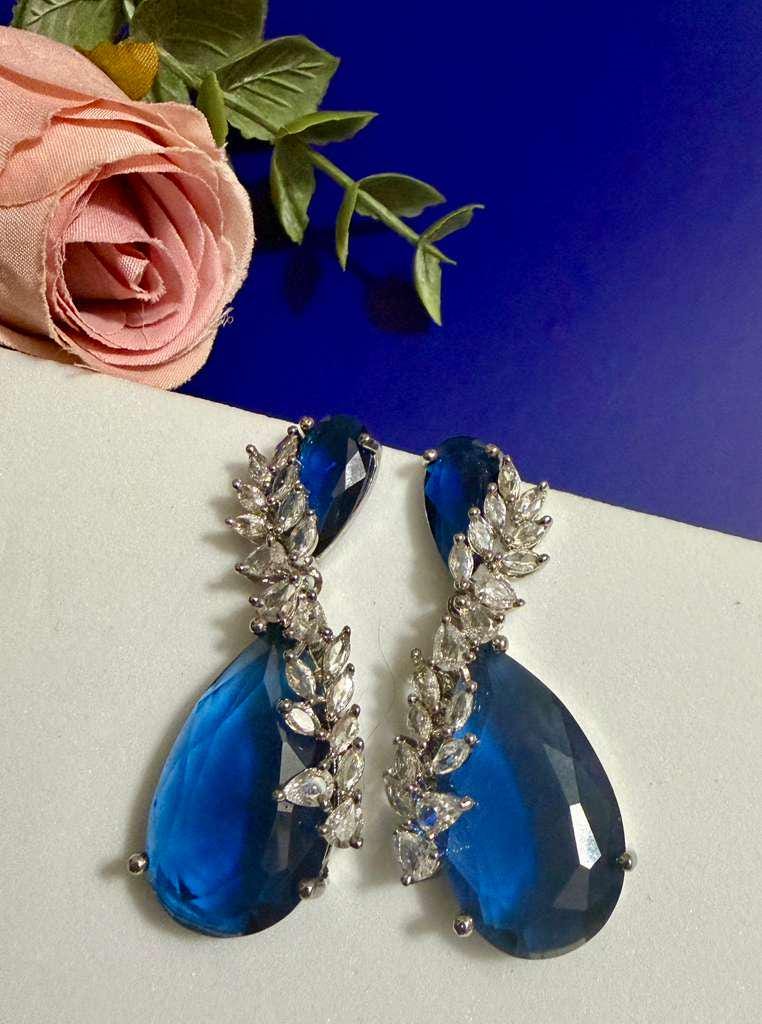 Royal Blue Drop Earrings Sapphire Teardrop Statement Earrings Elegant Bridal Jewelry