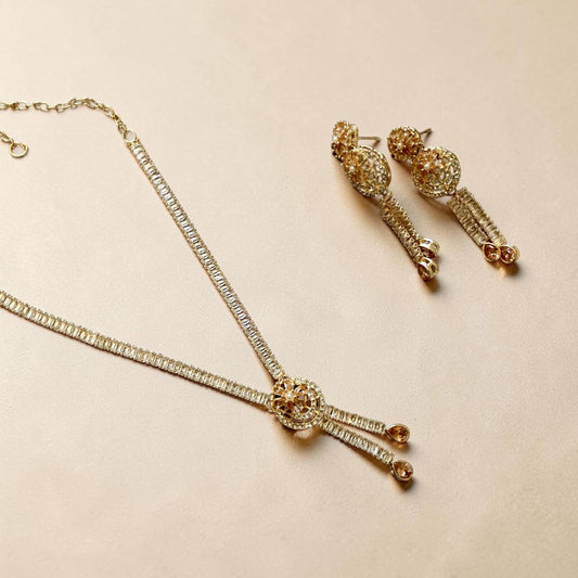 Black Stone Gold Finish Necklace Set | Pearl Drop Earrings | Elegant Party Jewelry | Handmade Minimal Gift for Her