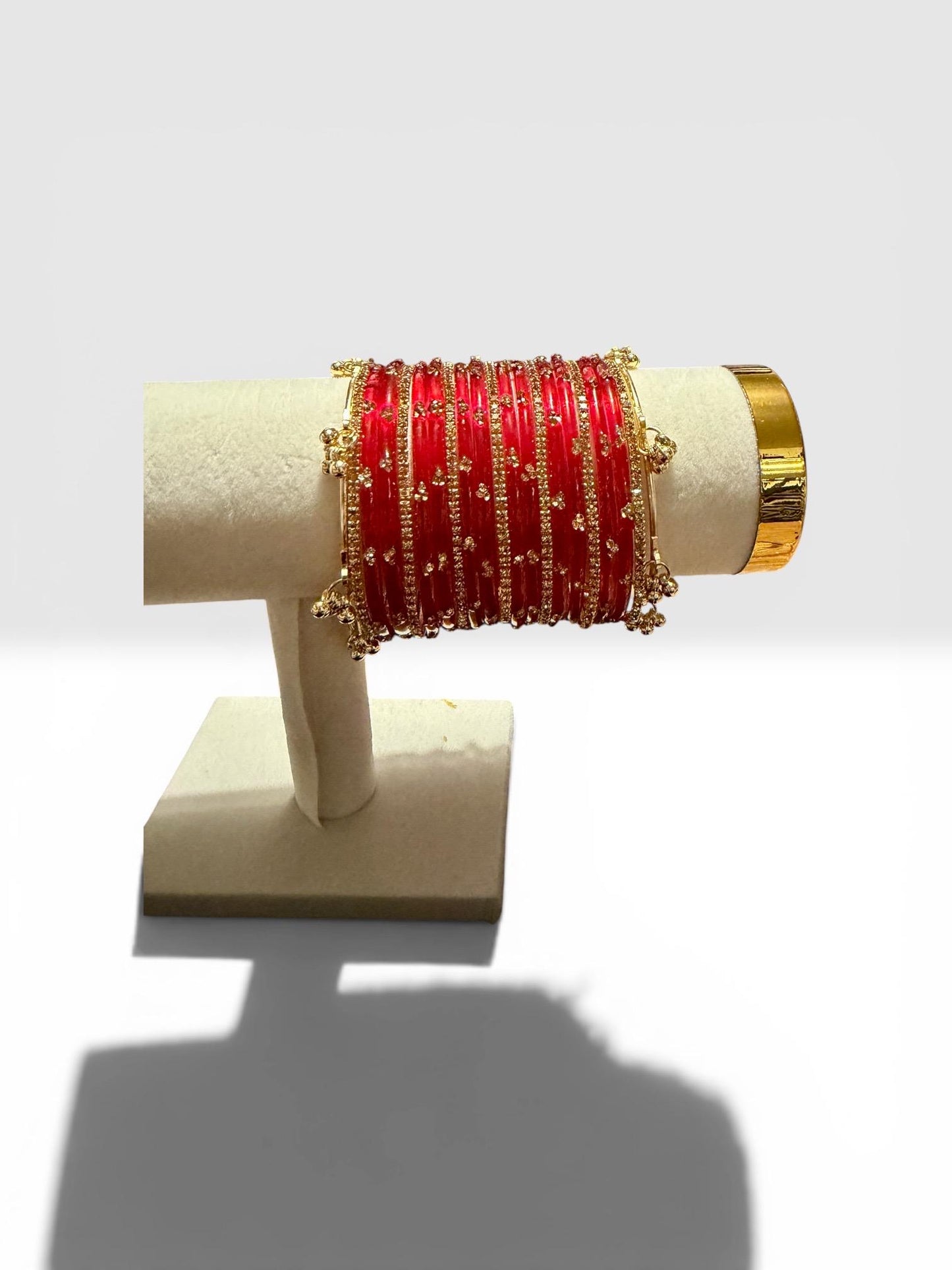 Light pink/red glass Bangles Set with Kashmiri bangles | Indian | Pakistani | Women's Jewelry 2.4
