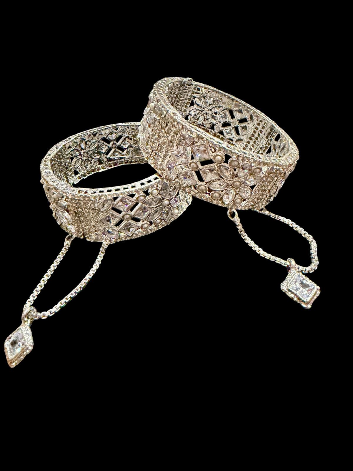 Silver Statement Kada Bracelet Set, Adjustable Bridal Wrist Cuff, Vintage Ethnic Jewelry