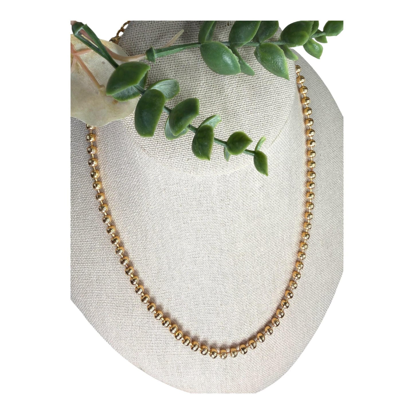 Minimalist Beaded Necklace, Everyday Gold Ball Chain, Layering Necklace Gift for Women