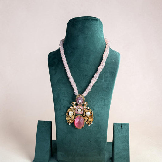 Crystal Floral Pendant Necklace, Romantic Statement Jewelry, Vintage Inspired Long Necklace