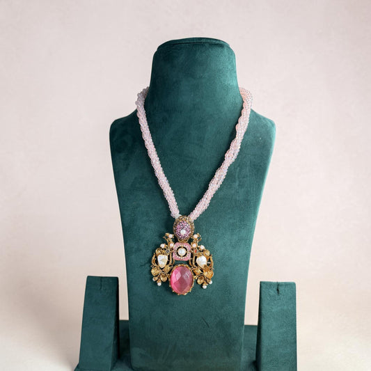 Crystal Floral Pendant Necklace, Romantic Statement Jewelry, Vintage Inspired Long Necklace
