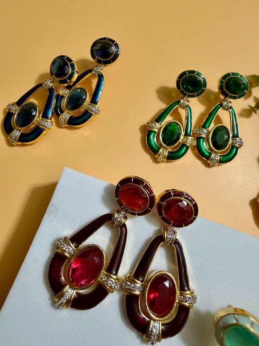 Colorful Enamel Drop Earrings Statement Designer Earrings Modern Jewelry Gift for Women – 6 Colors Available