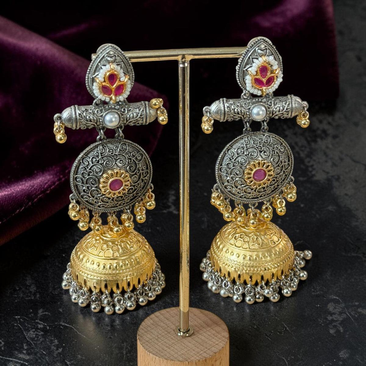 Traditional Jhumka Earrings for Women, Oxidized Statement Earrings, Ethnic Bell Drop Earrings extra light weight